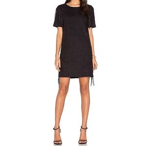 1.State Faux Suede Fringe Shift Dress